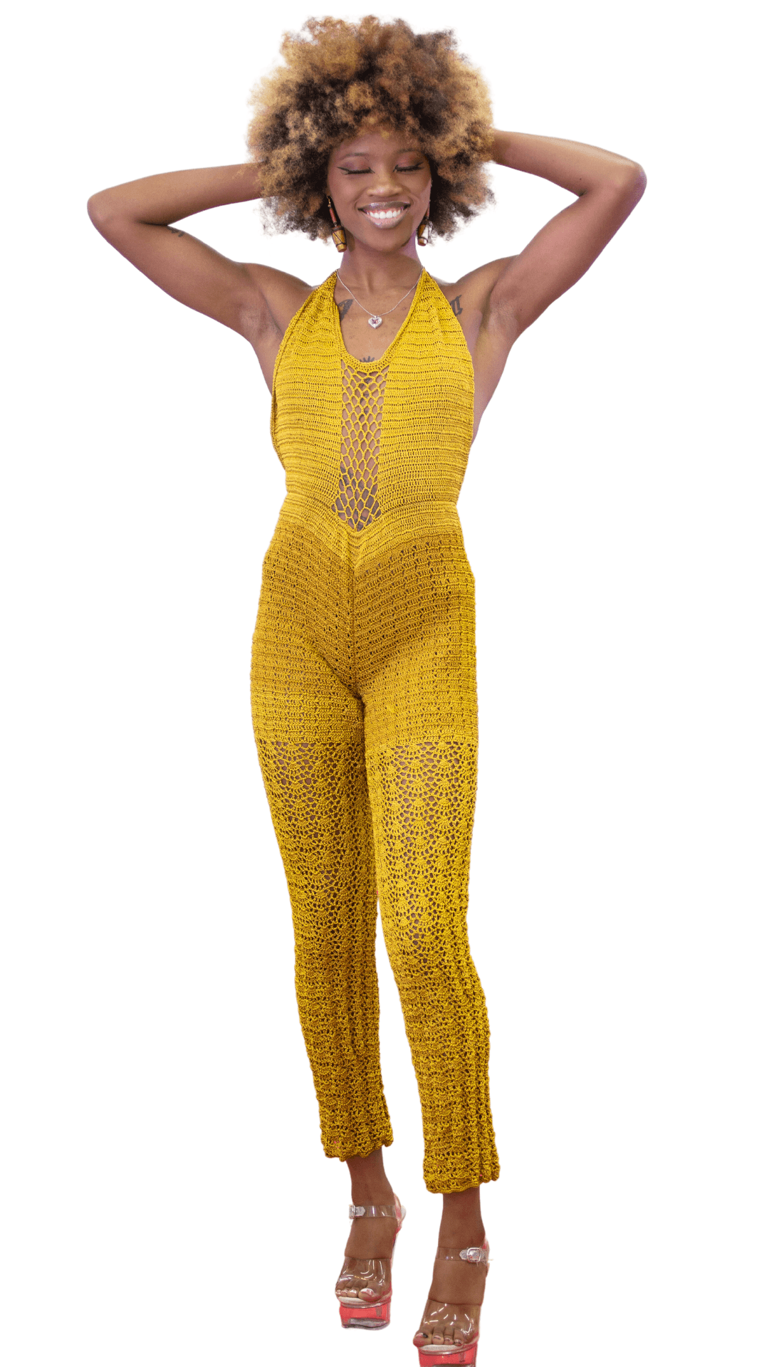 Mustard Crochet Romper - Fabaley Fashion