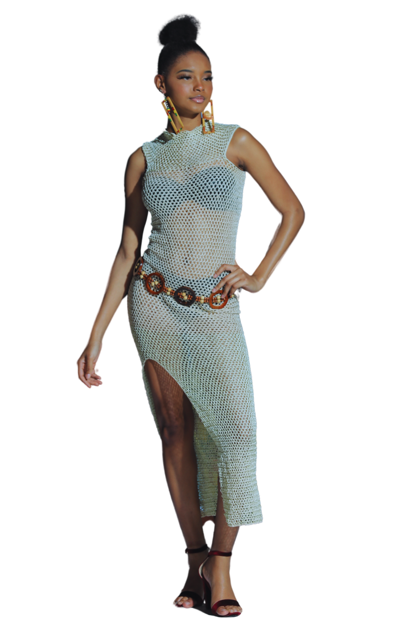 Champagne Crochet Maxi Dress