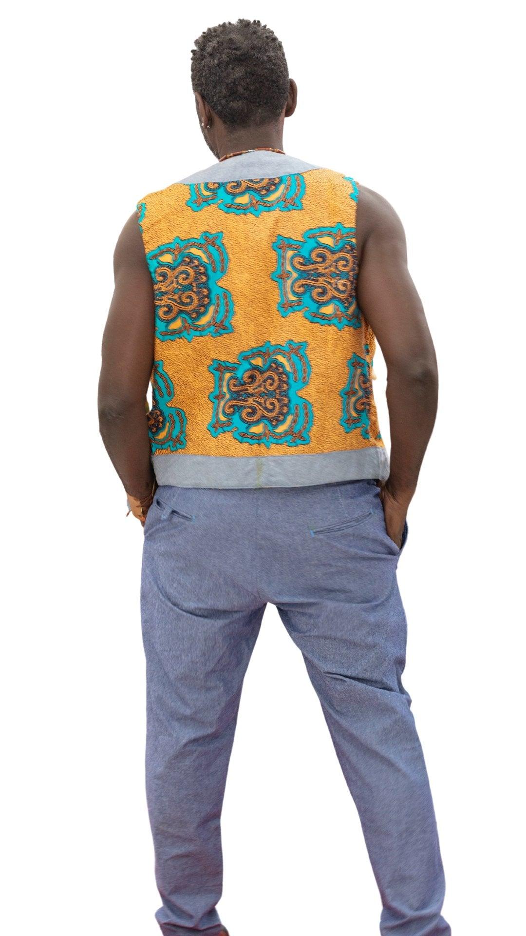 Zulu Carabela & African Print Vest Two Piece - Fabaley Fashion